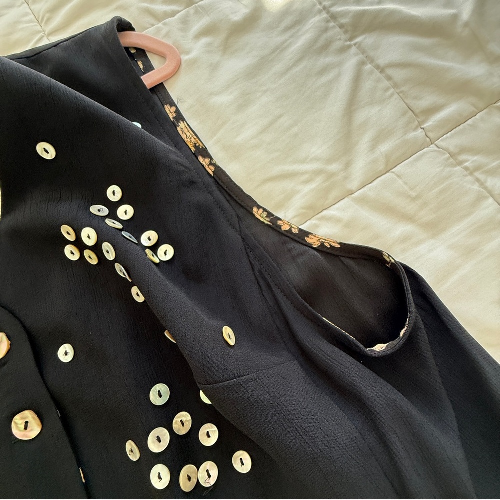 Vintage Carole Little Black Vest w/ Mother of Pearl Women’s 14W Deadstock - Picture 5 of 10